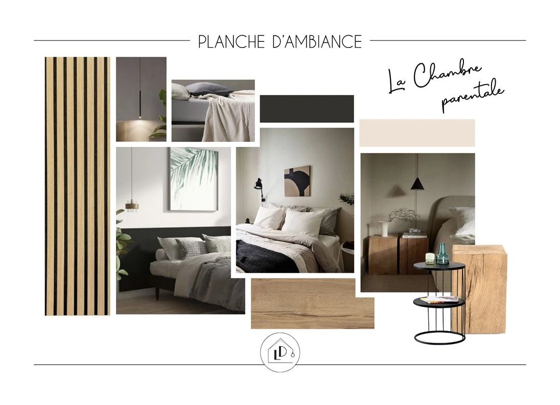 Planche d'ambiance projet cavalcade - chambre parentale - LD